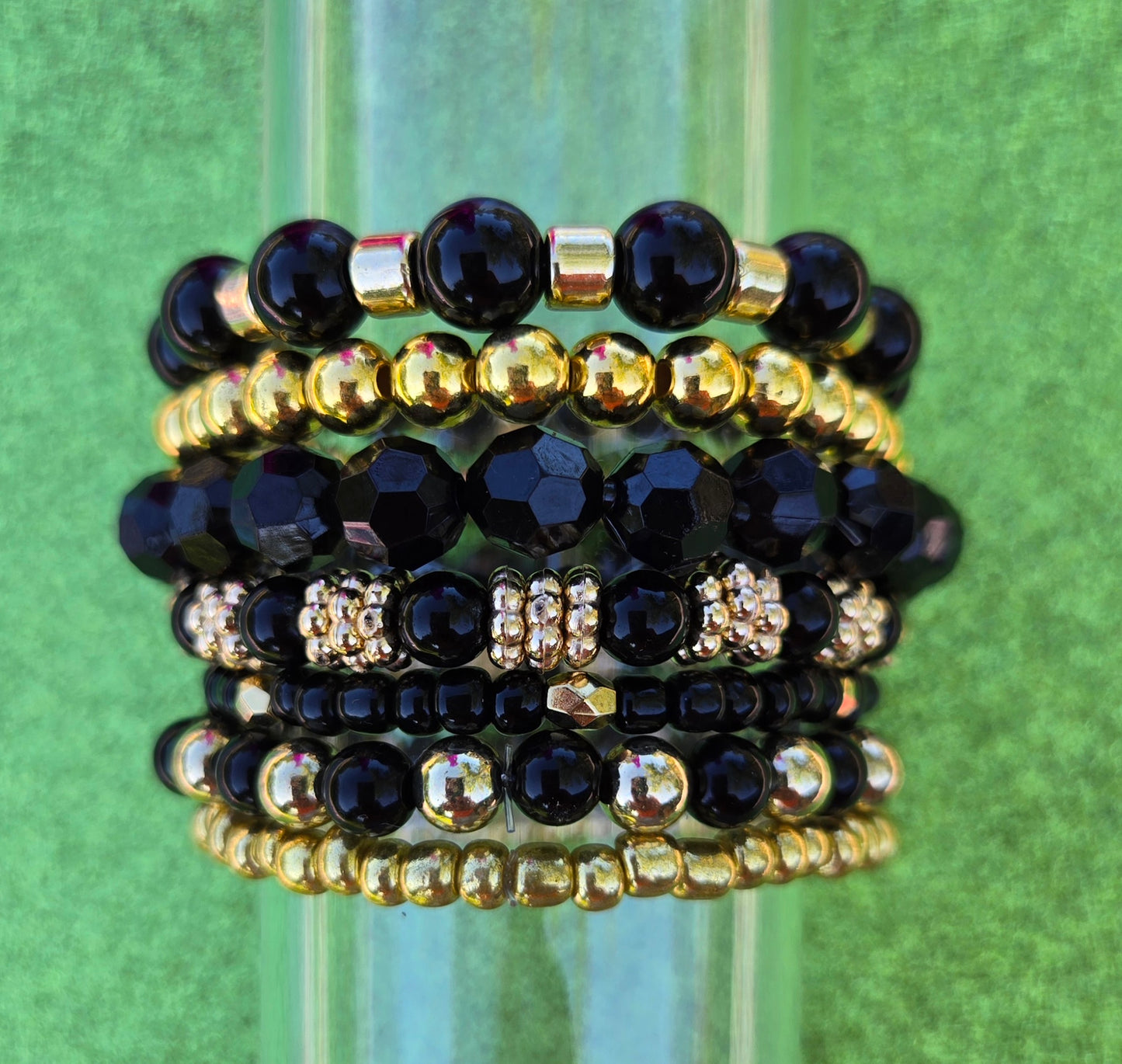 π€ Black & Gold Stack Bracelet Set